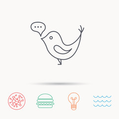 Bird with speech bubble icon. Short messages.