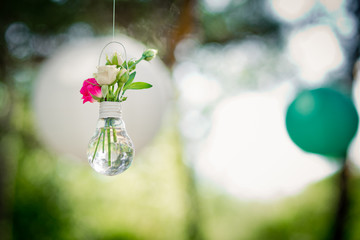 Wedding decor with roses in bulbs
