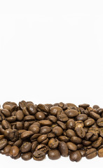 Macro of coffee beans On a blank page