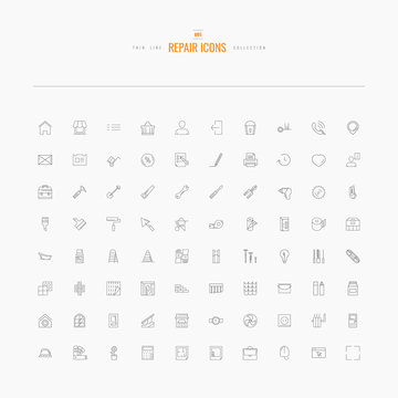 Repair icons. Line set for web and mobile