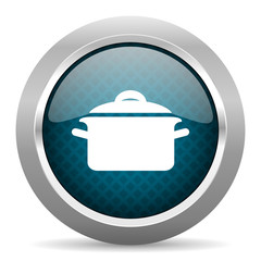 cook blue silver chrome border icon on white background