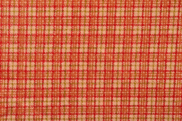 Orange with white plaid print as background. Scottish tartan pattern. Colored lines and square...