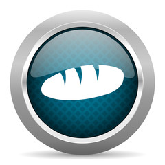 bread blue silver chrome border icon on white background