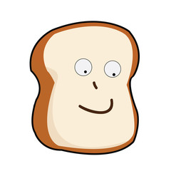Isolated happy smile Slice of bread cartoon vector illustration