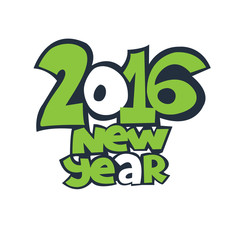 Happy 2016 new year. Vector paper illustration.