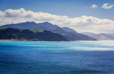 sea landscape with hills