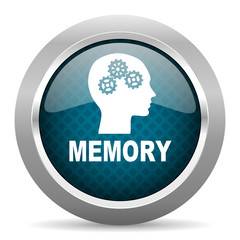 memory blue silver chrome border icon on white background
