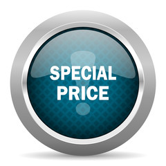 special price blue silver chrome border icon on white background