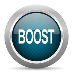 boost blue silver chrome border icon on white background