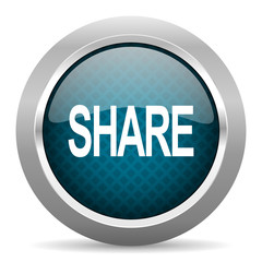 share blue silver chrome border icon on white background