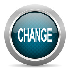 change blue silver chrome border icon on white background
