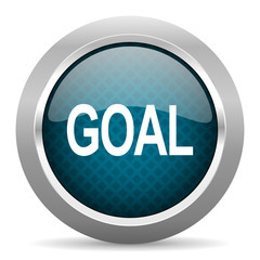 goal blue silver chrome border icon on white background