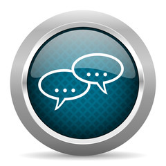 forum blue silver chrome border icon on white background
