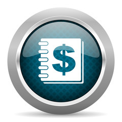 money blue silver chrome border icon on white background