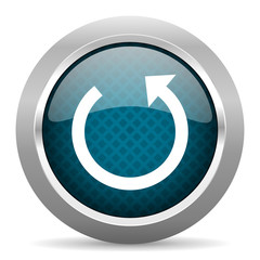 rotate blue silver chrome border icon on white background