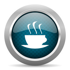 espresso blue silver chrome border icon on white background