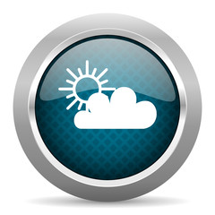 cloud blue silver chrome border icon on white background