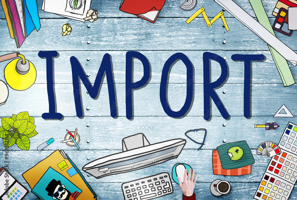 Poster export import logistic transportation concept