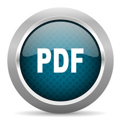 pdf blue silver chrome border icon on white background