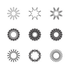 Set of black vector icons and stars