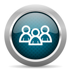 forum blue silver chrome border icon on white background