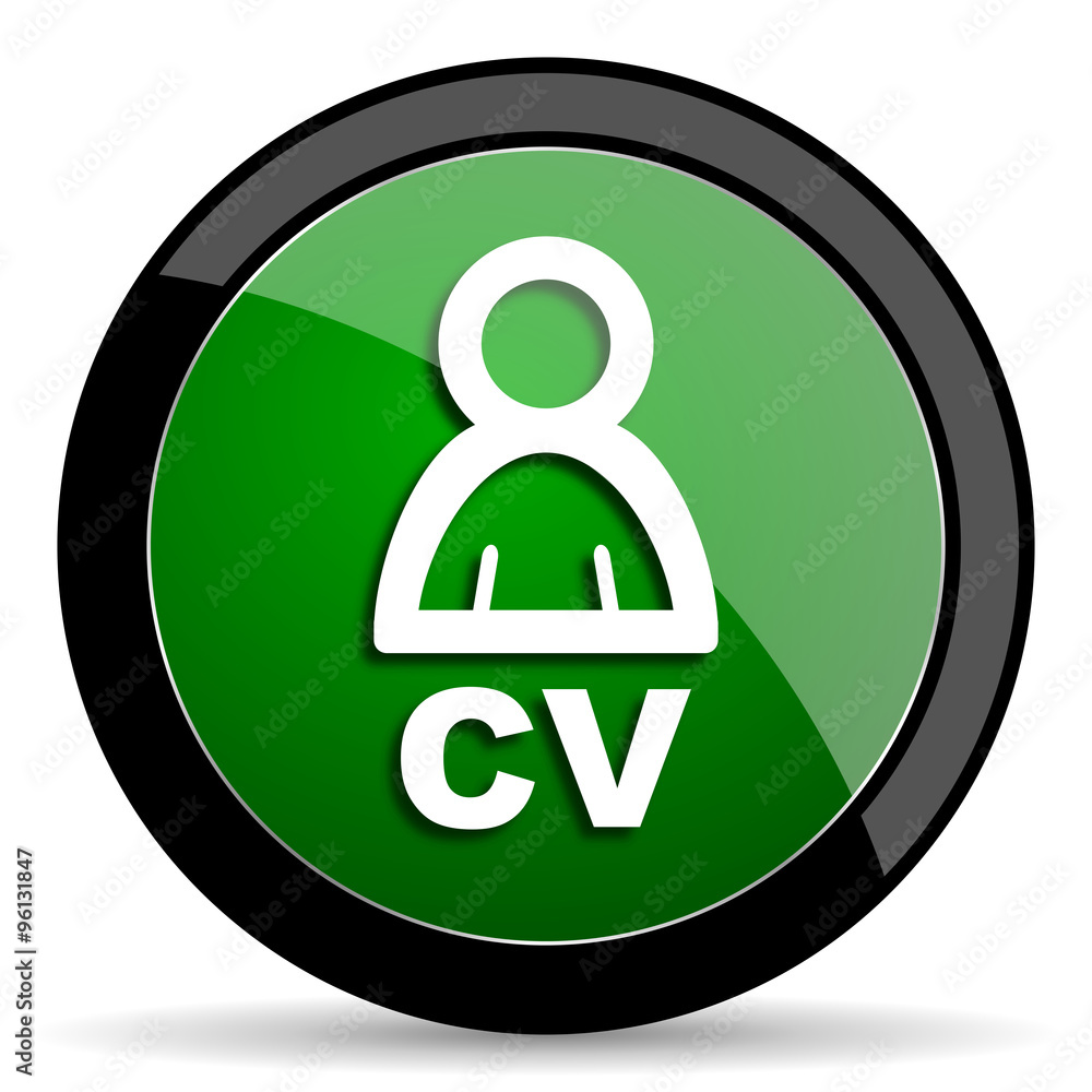 Aufkleber cv green web glossy icon with shadow on white background