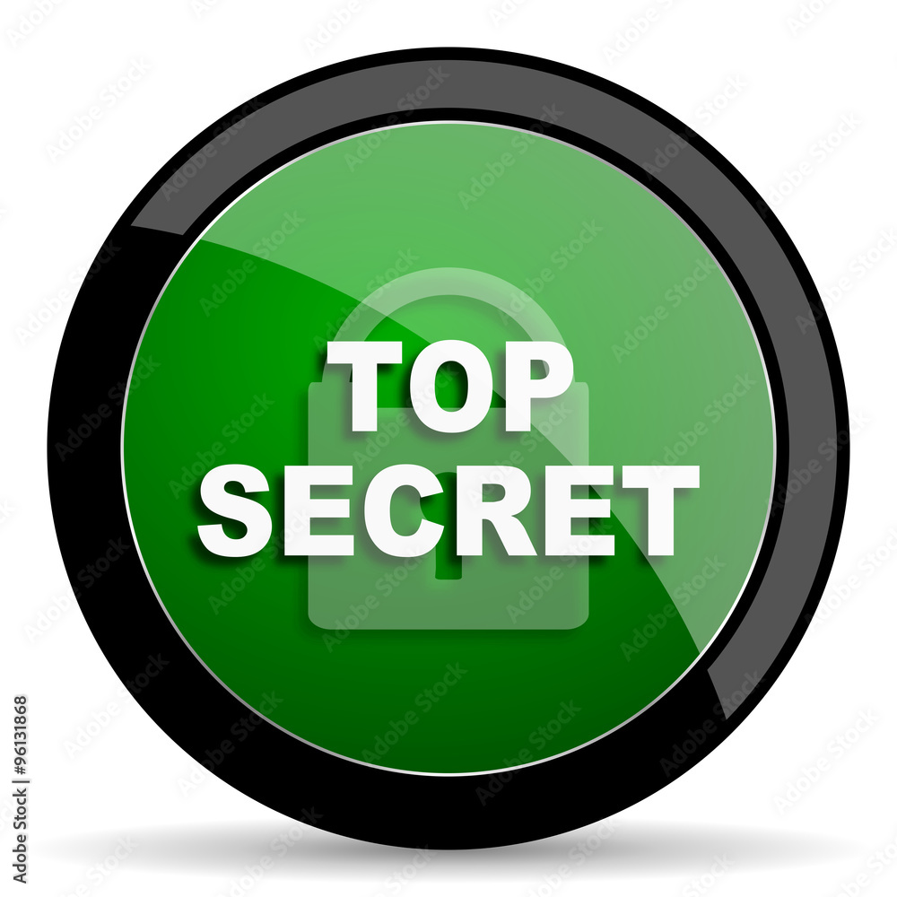 Aufkleber top seret green web glossy icon with shadow on white background