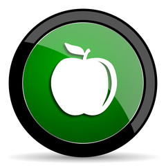 apple green web glossy icon with shadow on white background