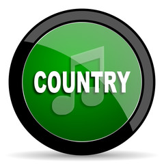 music country green web glossy icon with shadow on white background