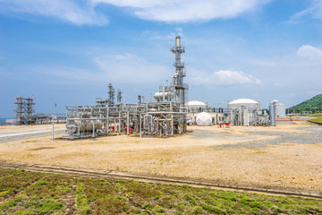 oil refinery plant in blue sky
