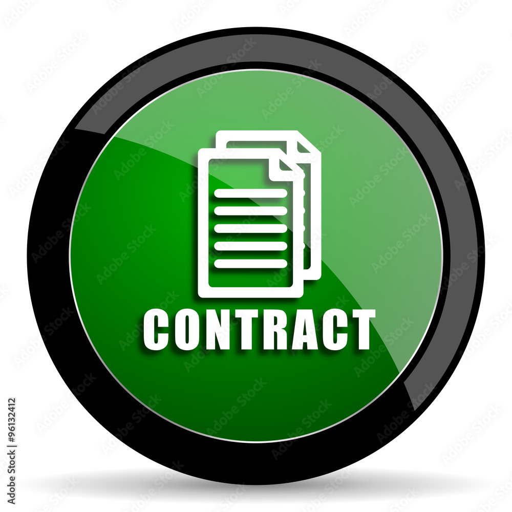 Poster contract green web glossy icon with shadow on white background