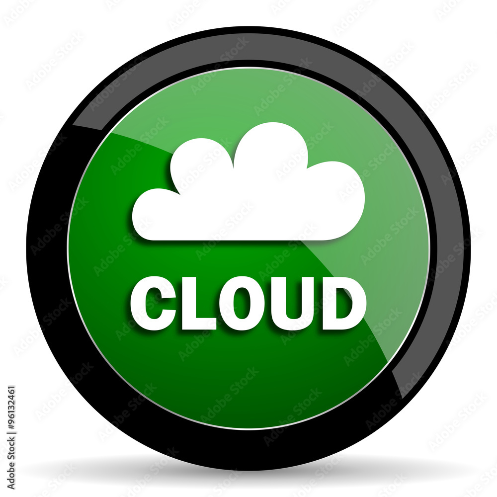 Aufkleber cloud green web glossy icon with shadow on white background
