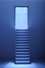 3d illustration of a wooden stair to the future