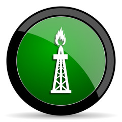 gas green web glossy icon with shadow on white background