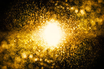 glitter vintage lights background. dark gold and black. defocuse