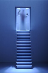 Behind the door with obscure glass -alien silhouette