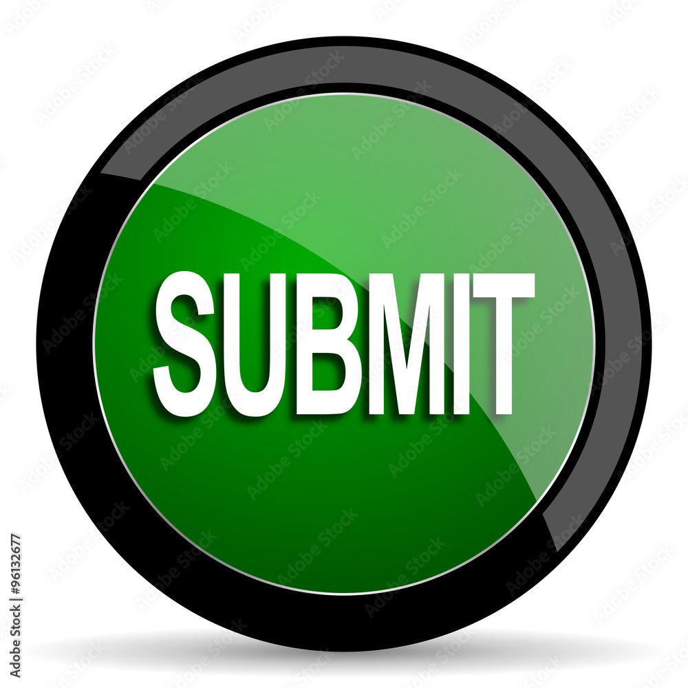 Aufkleber submit green web glossy icon with shadow on white background