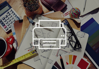 Printer Icon Computer Page Digital Paper Concept