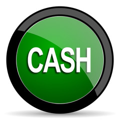 cash green web glossy icon with shadow on white background
