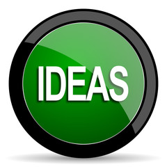ideas green web glossy icon with shadow on white background