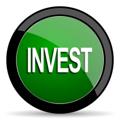 nvest green web glossy icon with shadow on white background