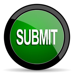 submit green web glossy icon with shadow on white background