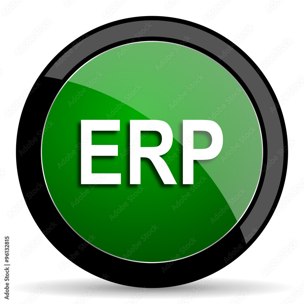 Poster erp green web glossy icon with shadow on white background