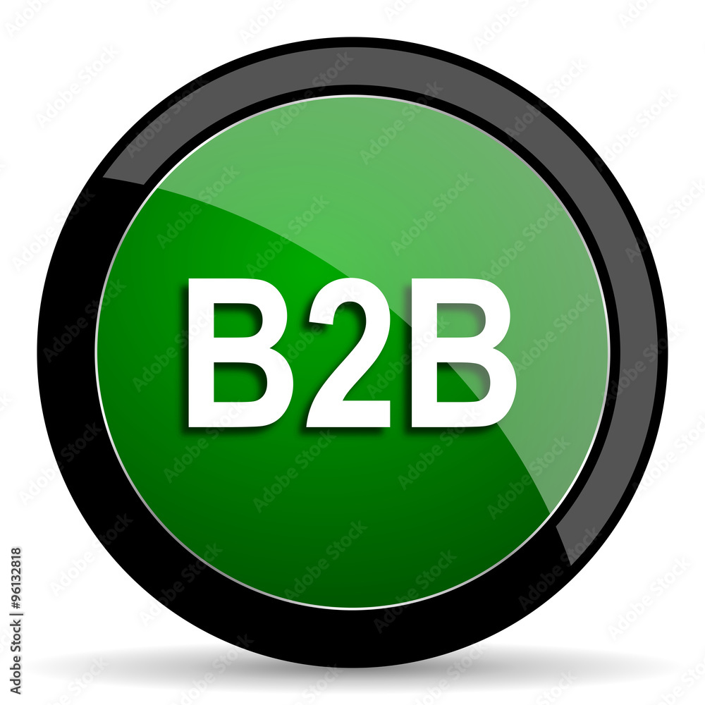 Poster b2b green web glossy icon with shadow on white background