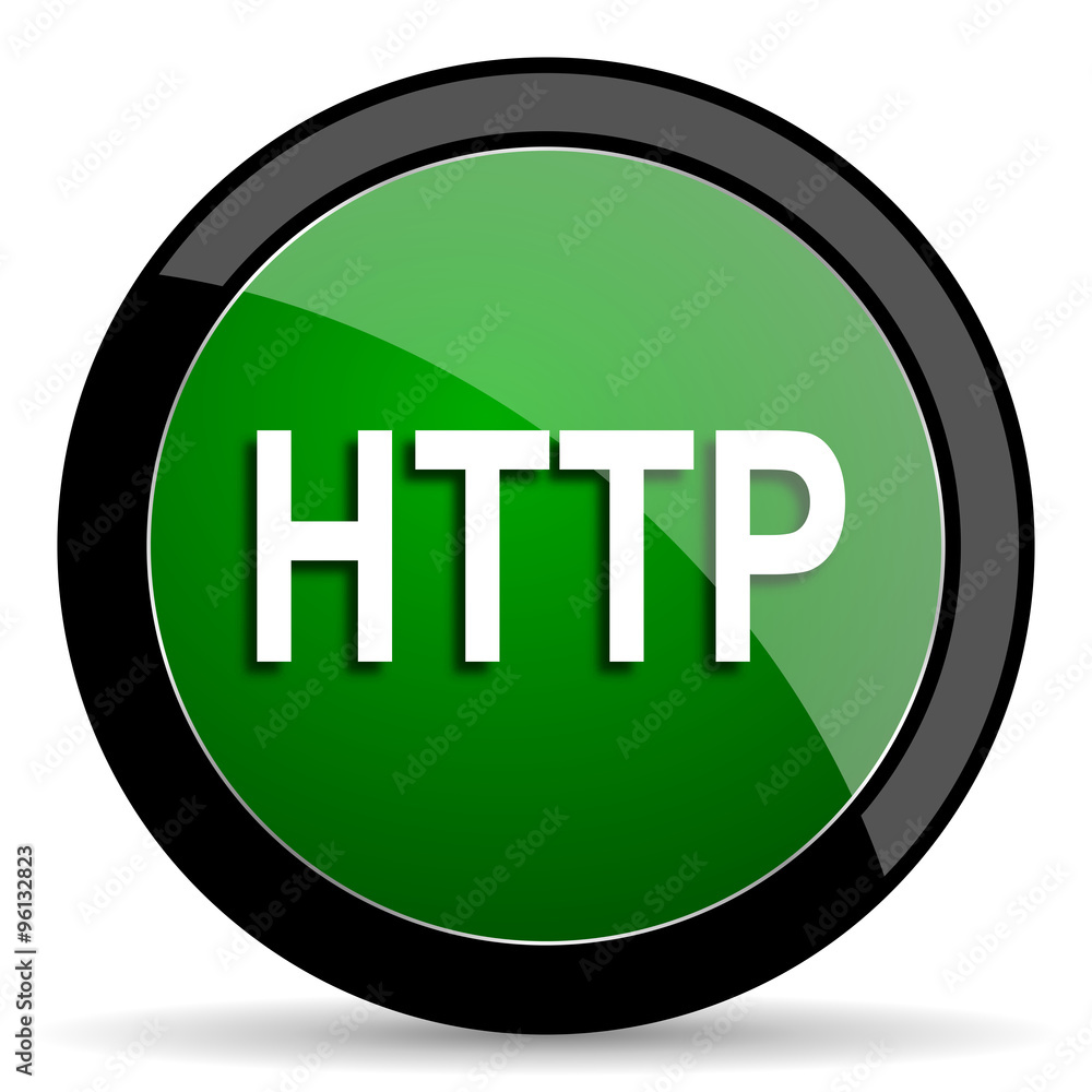 Aufkleber http green web glossy icon with shadow on white background