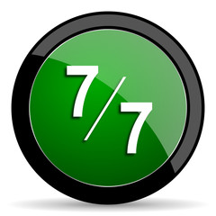 7 per 7 green web glossy icon with shadow on white background