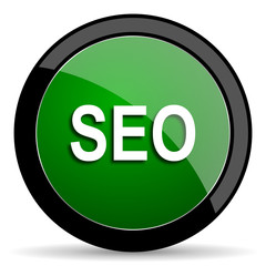 seo green web glossy icon with shadow on white background