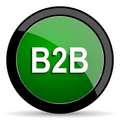 b2b green web glossy icon with shadow on white background