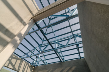 Structure of steel roof.