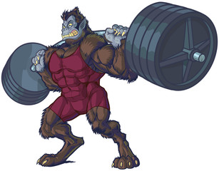 Weightlifting Beast Man Mascot Vector Illustration